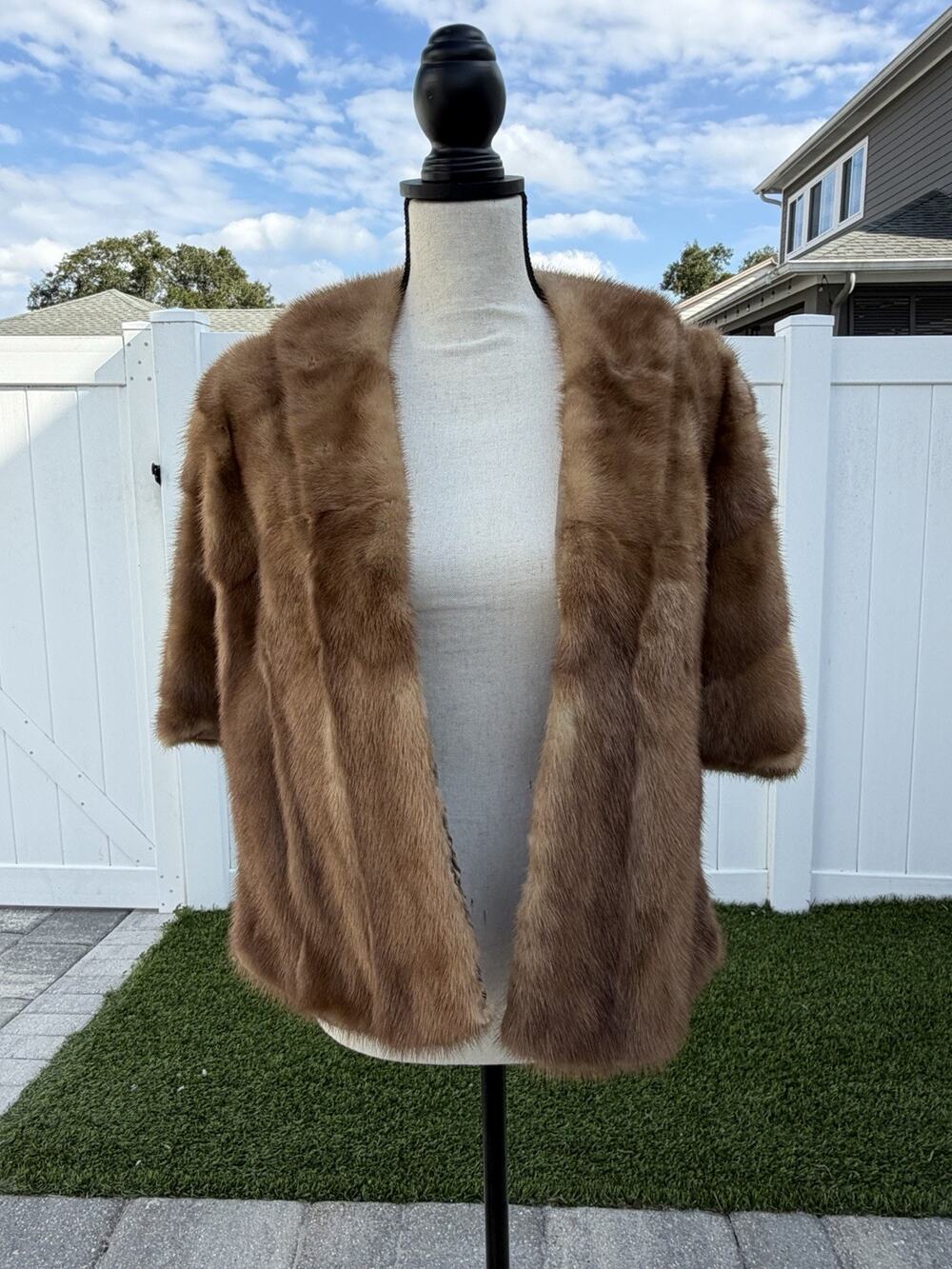 Vintage 1950s 60s Mink Fur Bolero Cape M. Solomon Retro Mid Century
